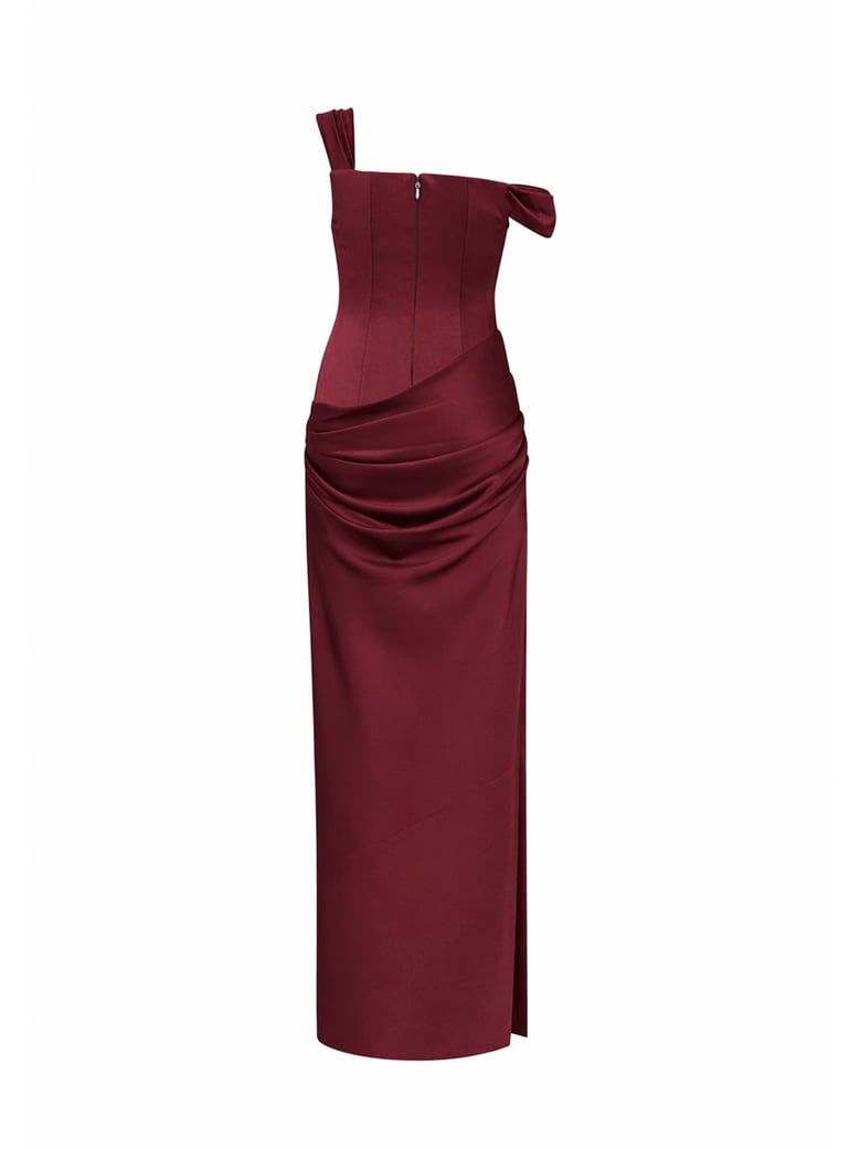 dress port satin crepe bordeaux by Selfnex