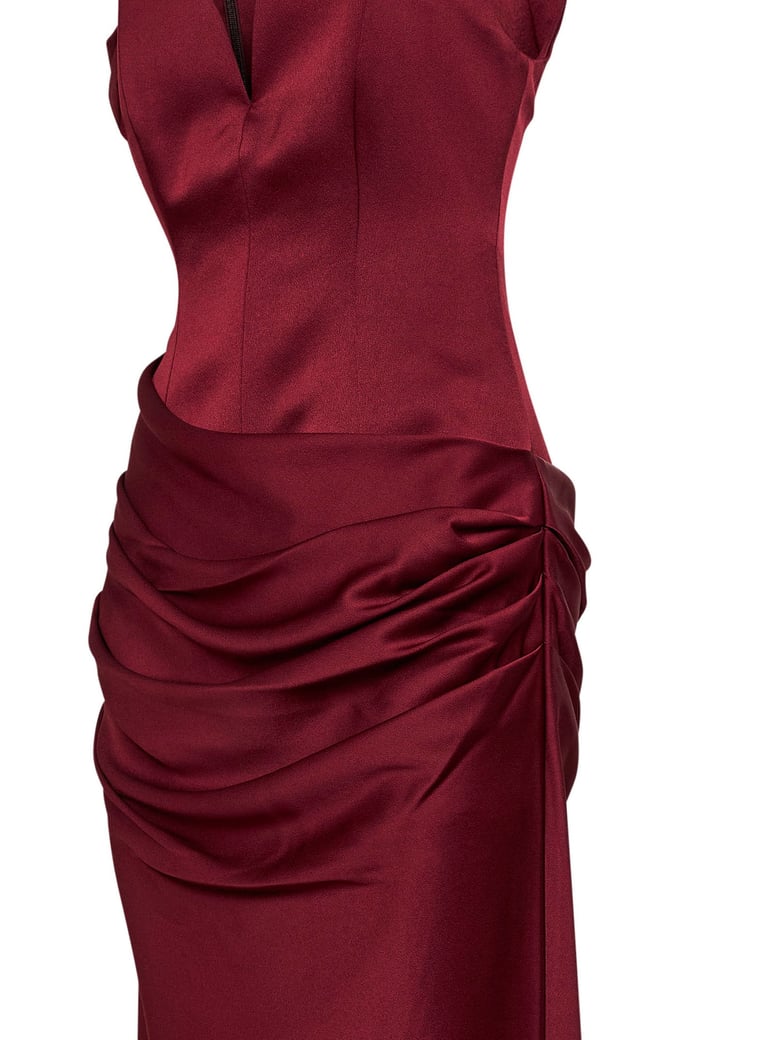 dress port satin crepe bordeaux by Selfnex