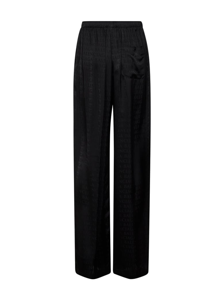 black jacquard satin pajama-style trousers by Selfnex