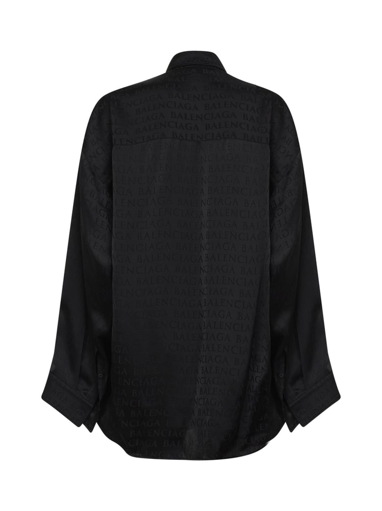 black jacquard satin cocoon shirt by Selfnex