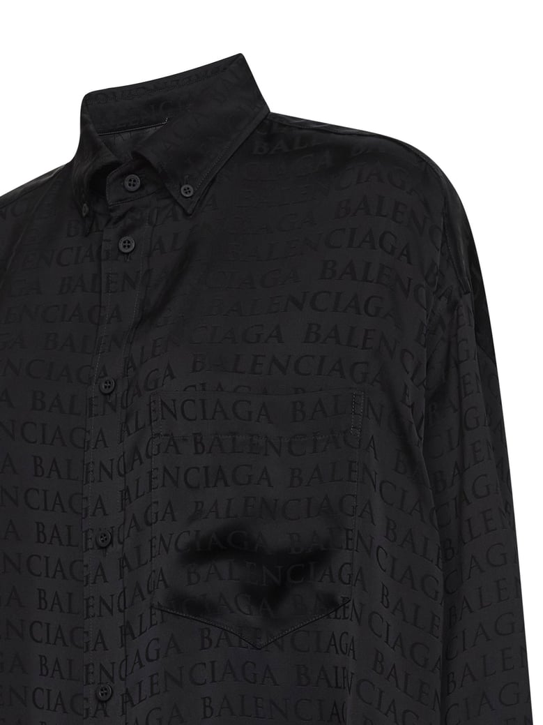 black jacquard satin cocoon shirt by Selfnex
