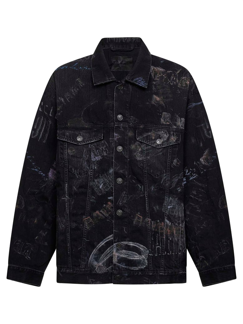 black fade out washed crayon oversized jacket by Selfnex