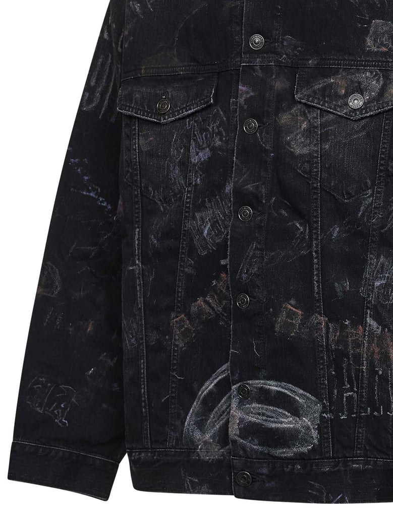 black fade out washed crayon oversized jacket by Selfnex