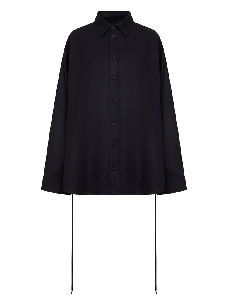 shirt lace-up black cotton by Selfnex