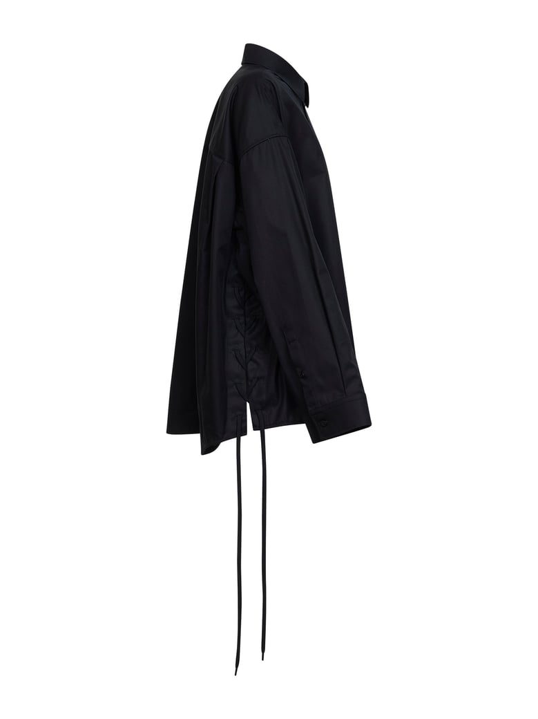 shirt lace-up black cotton by Selfnex