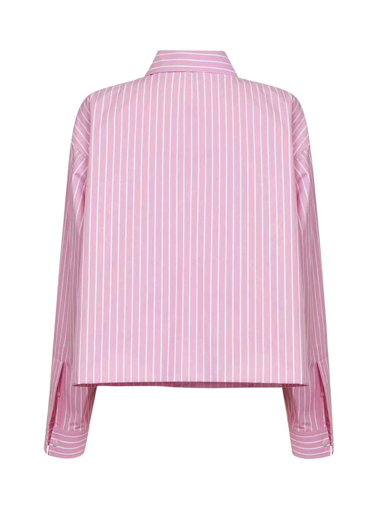 pink and white striped cotton folded shirt by Selfnex