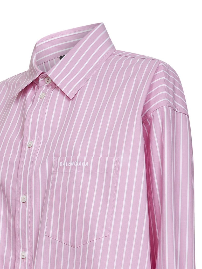 pink and white striped cotton folded shirt by Selfnex