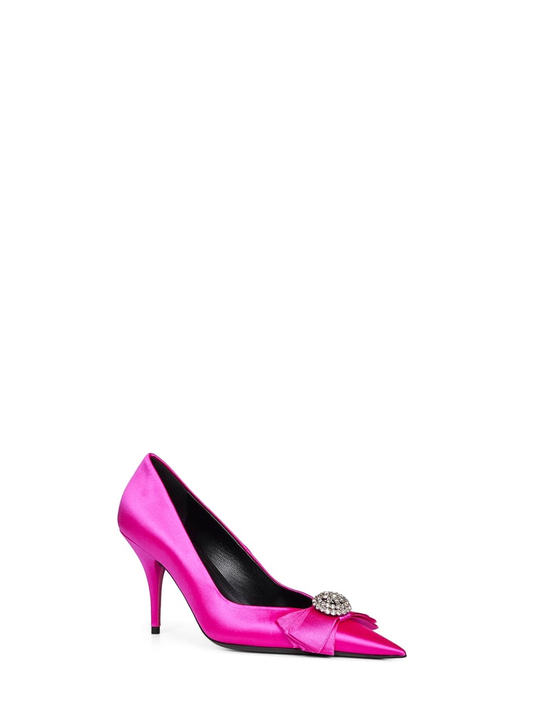 fuchsia satin avenue palazzo 90mm pumps by Selfnex