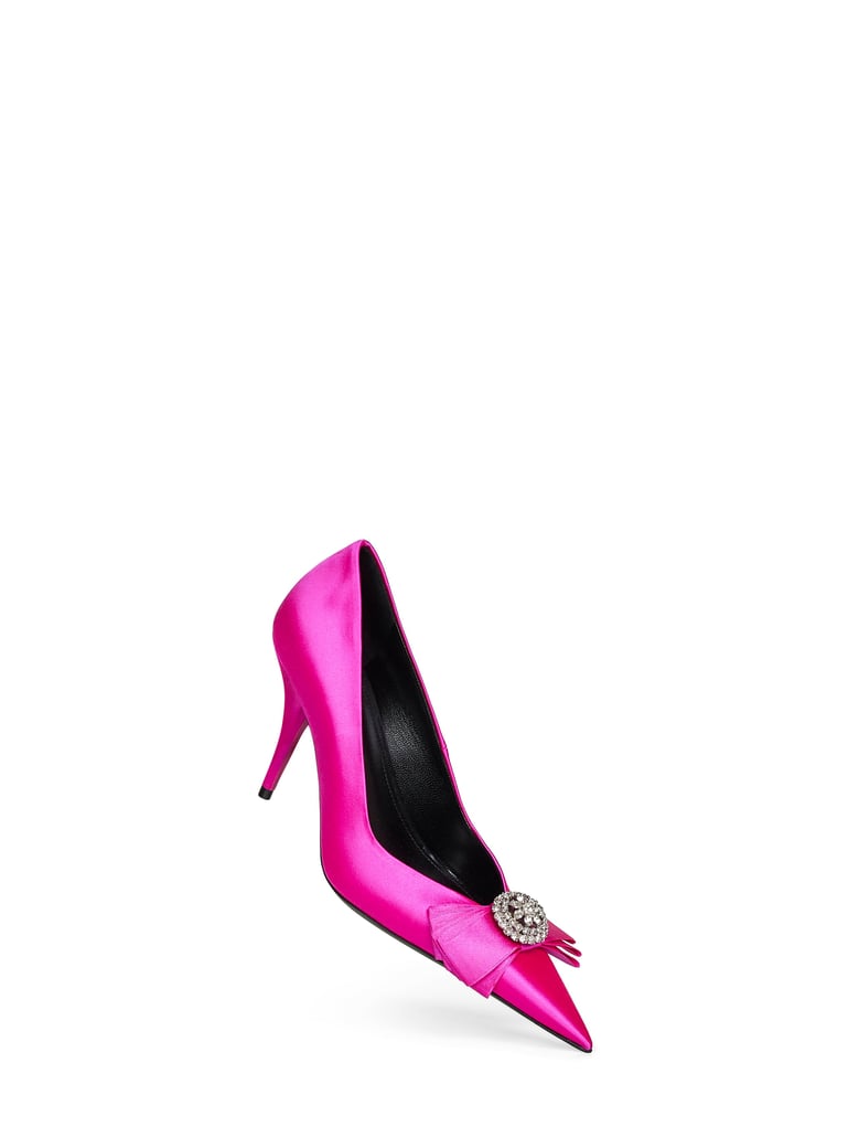 fuchsia satin avenue palazzo 90mm pumps by Selfnex