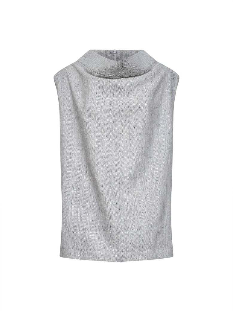 sleeveless chevron top grey by Selfnex