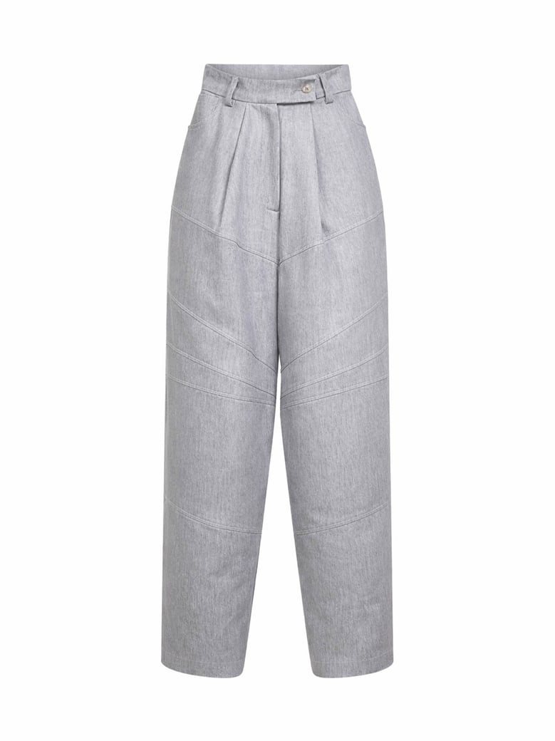 trousers linen-blend denim grey by Selfnex
