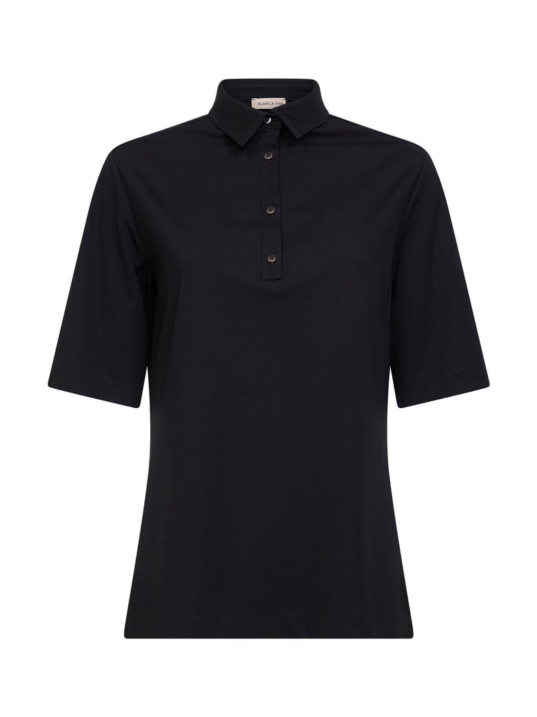 polo shirt viscose-blend black by Selfnex