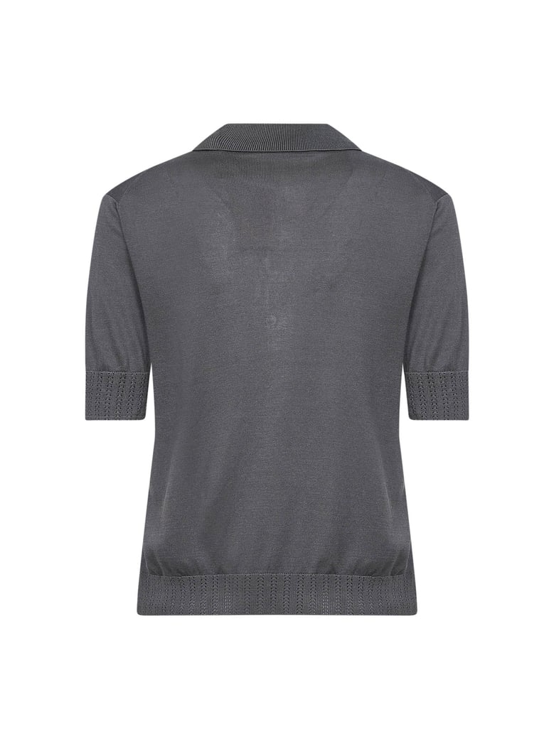 polo shirt grey silk knit by Selfnex