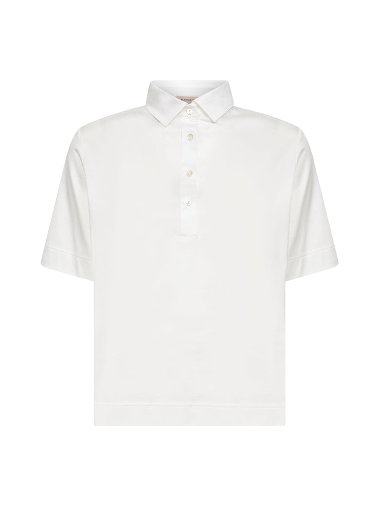 polo shirt white cotton by Selfnex