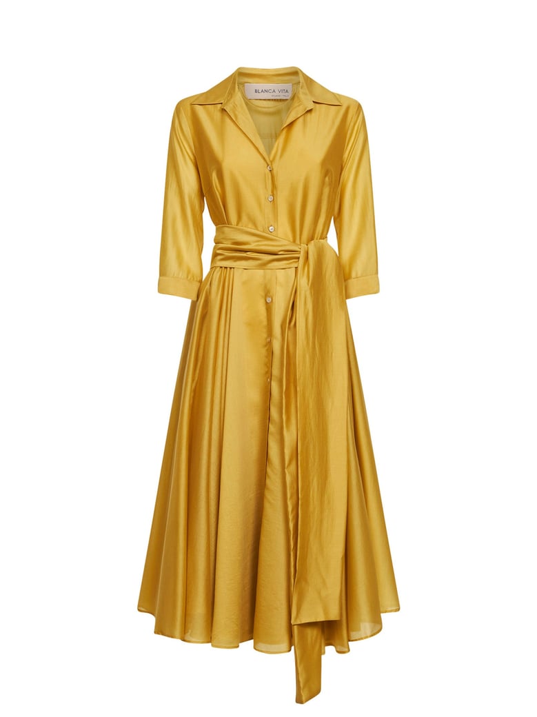 midi dress alaky oil yellow voile by Selfnex