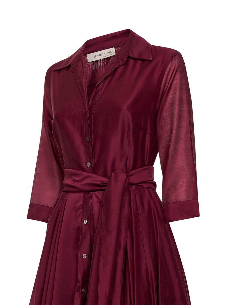 shirtdress allia burgundy by Selfnex