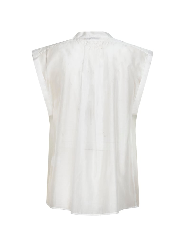 white voile calicia sleeveless shirt by Selfnex
