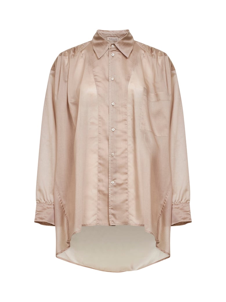 oversized shirt beige lyocell blend by Selfnex