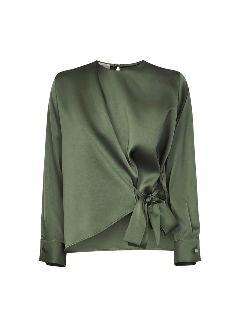 green satin cesta blouse by Selfnex