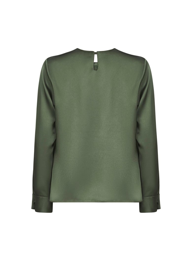 green satin cesta blouse by Selfnex
