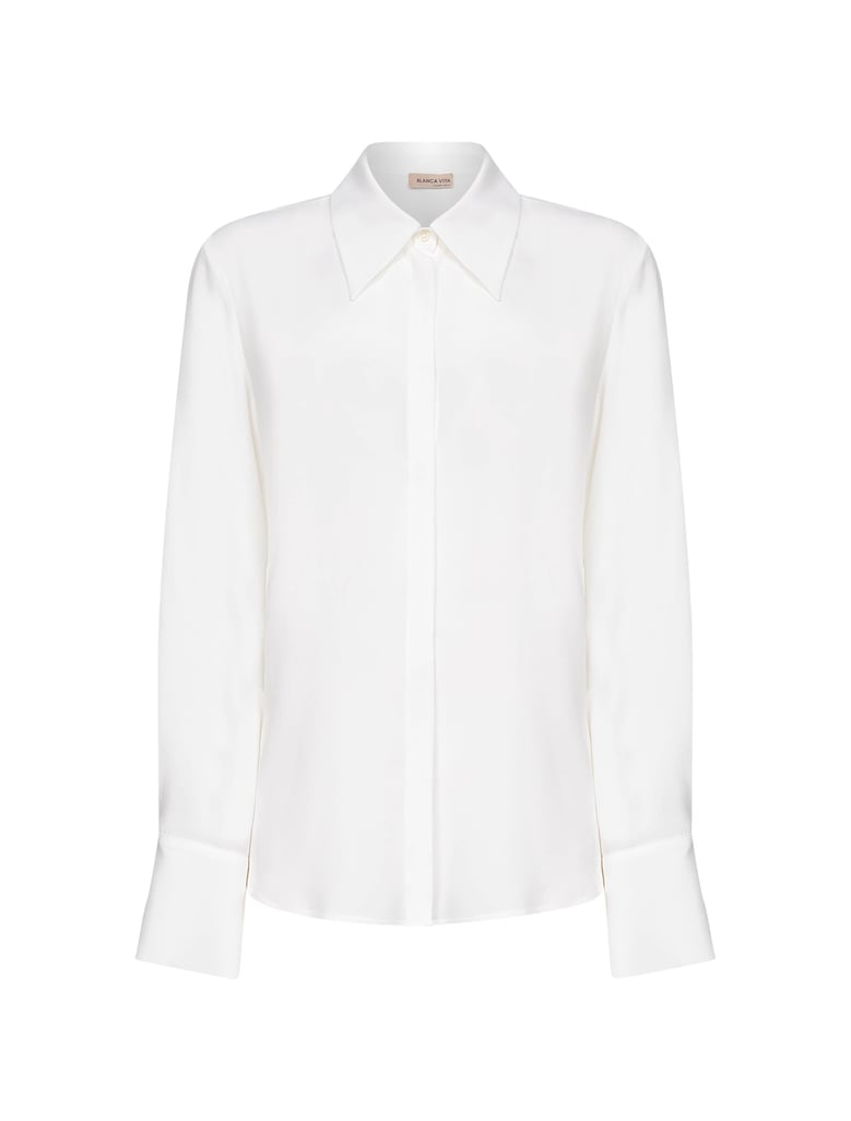 white silk blend creta shirt by Selfnex