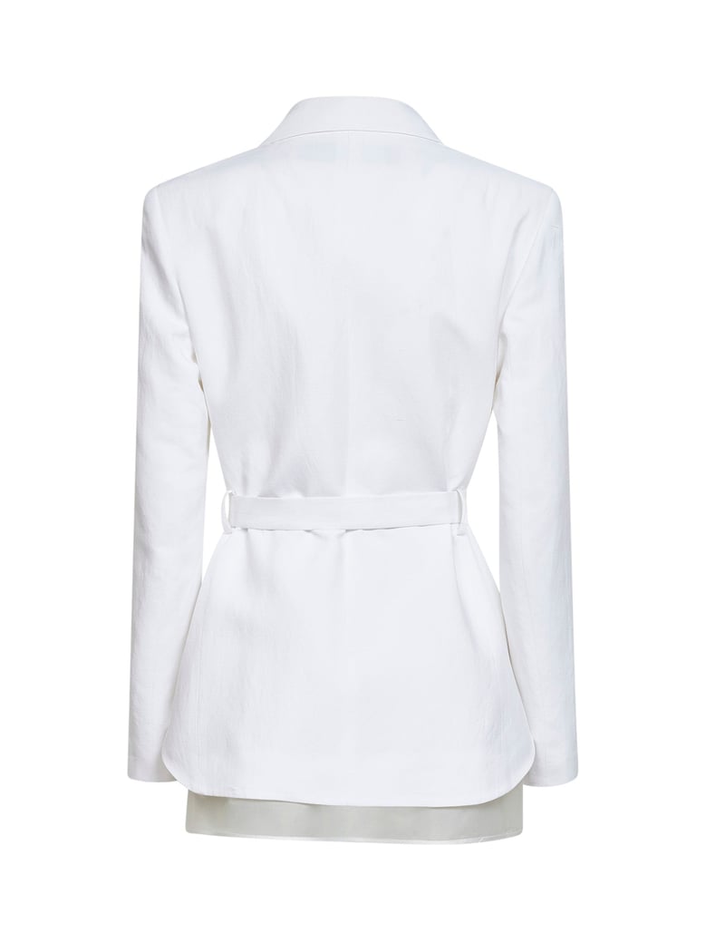 belted blazer goody white viscose/linen by Selfnex