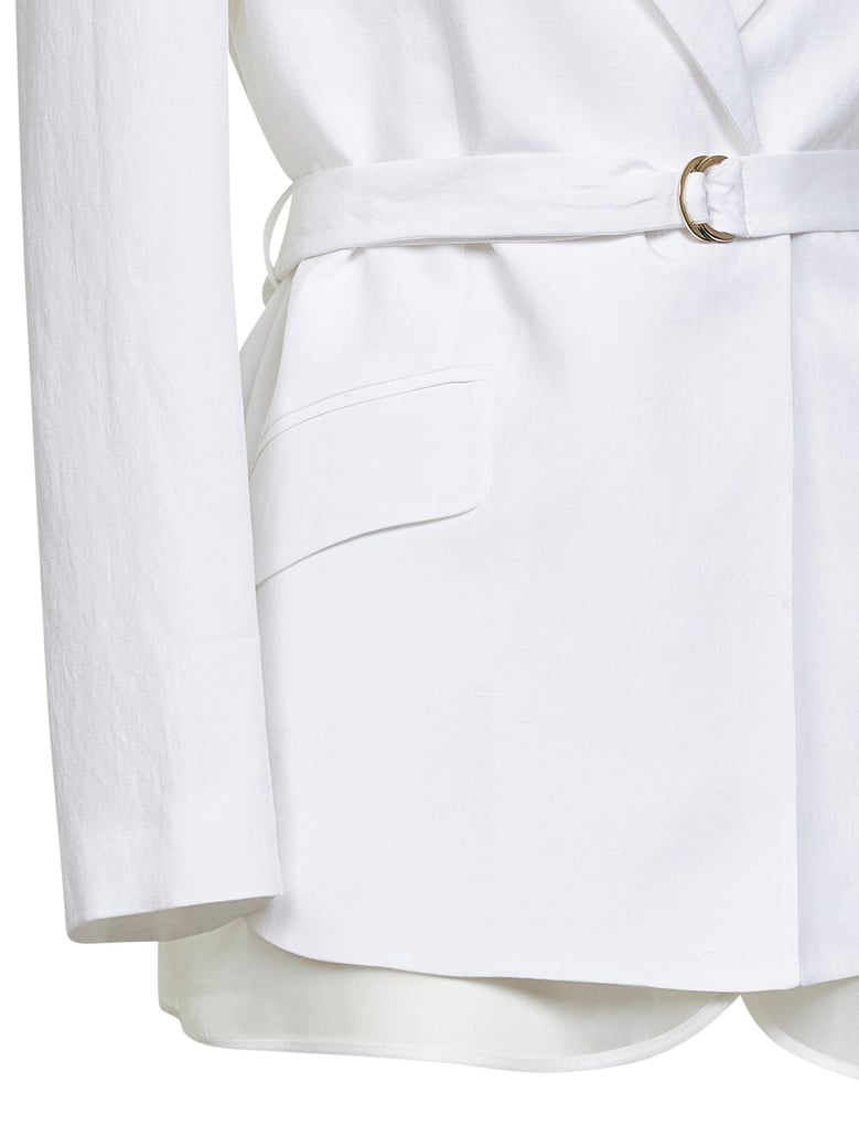 belted blazer goody white viscose/linen by Selfnex
