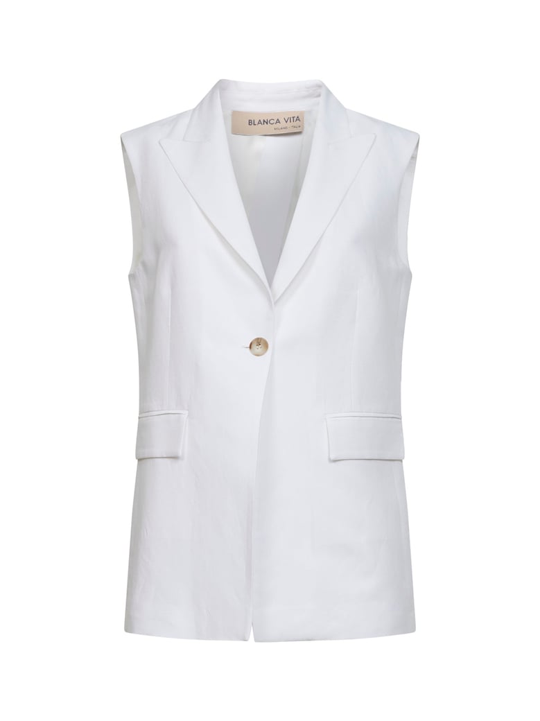 white viscose and linen vest by Selfnex