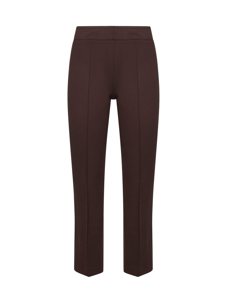 coffee stretch jersey trumpet trousers by Selfnex