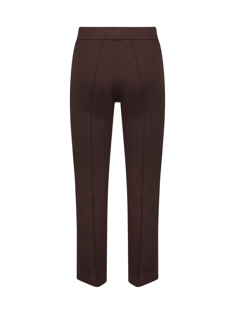 coffee stretch jersey trumpet trousers by Selfnex