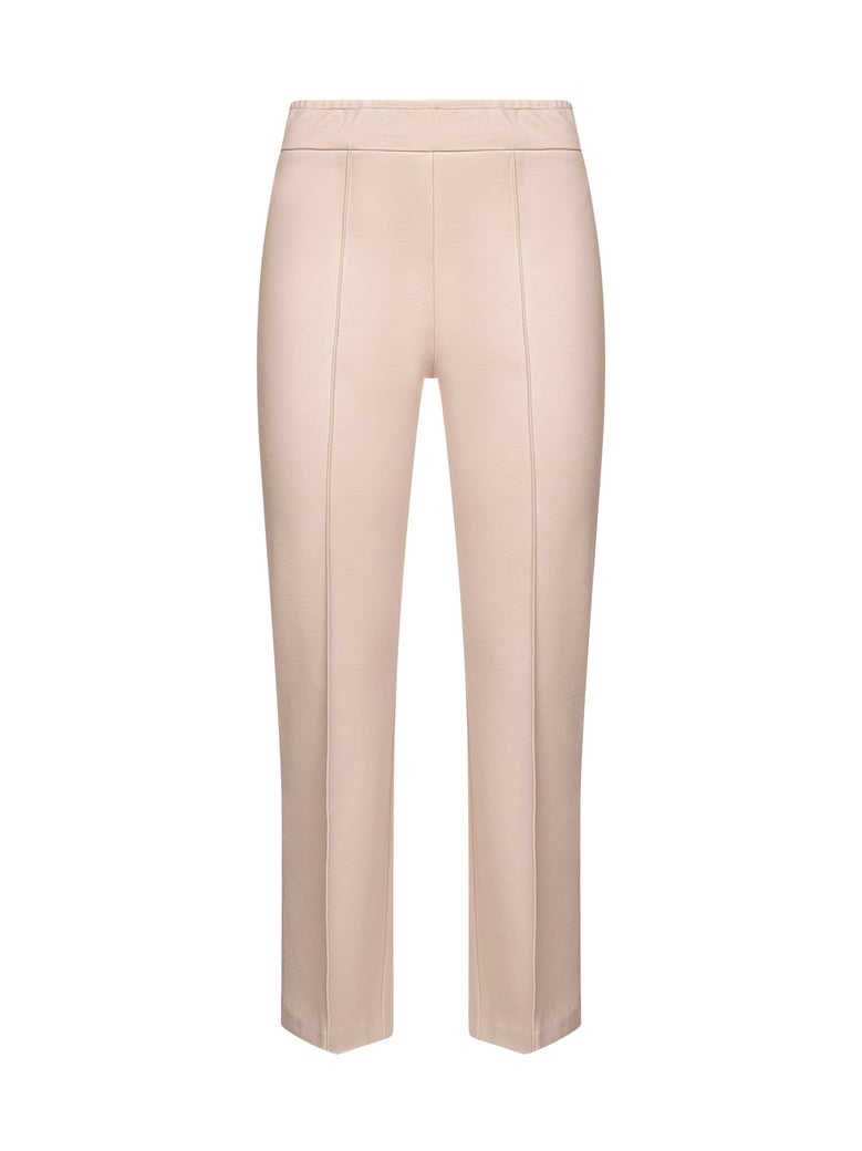 cream stretch jersey trumpet trousers by Selfnex