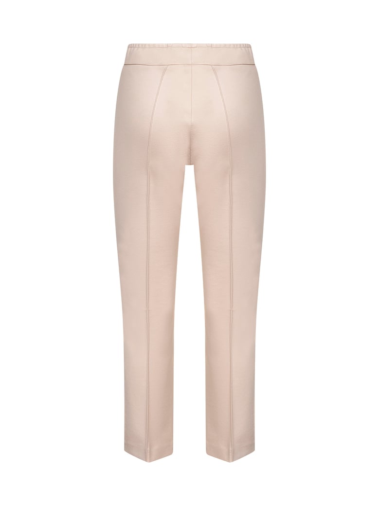 cream stretch jersey trumpet trousers by Selfnex