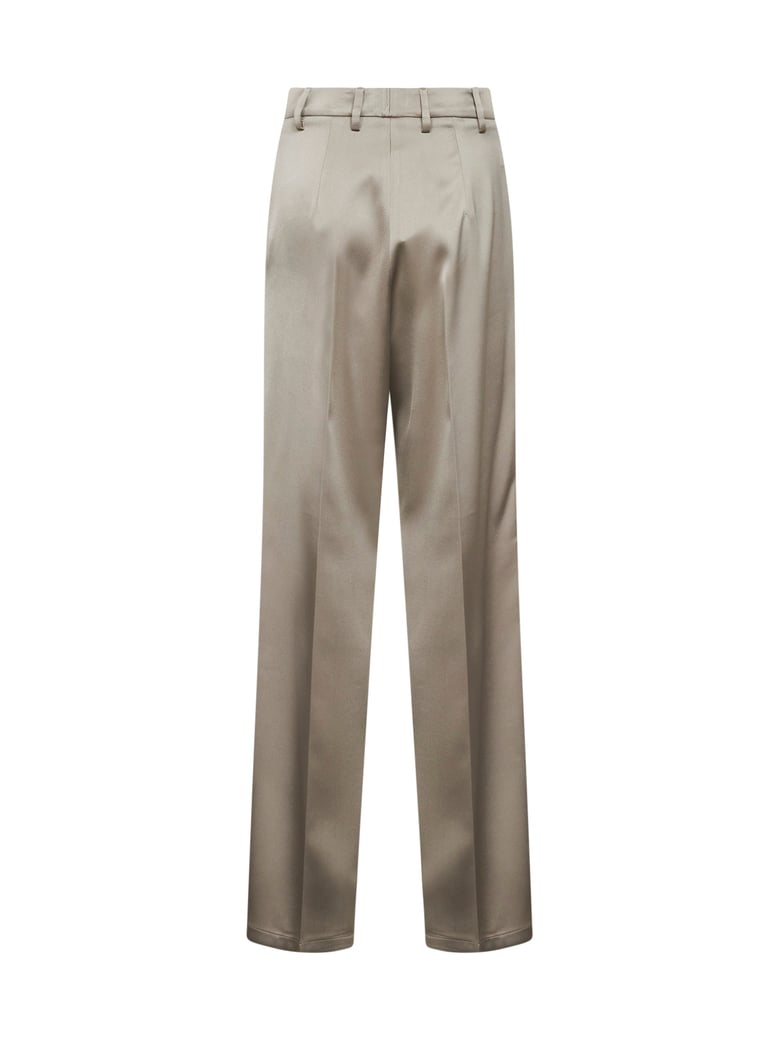 chalk satin straight trousers by Selfnex