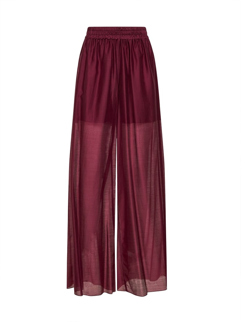 burgundy voile prizzi wide-leg trousers by Selfnex