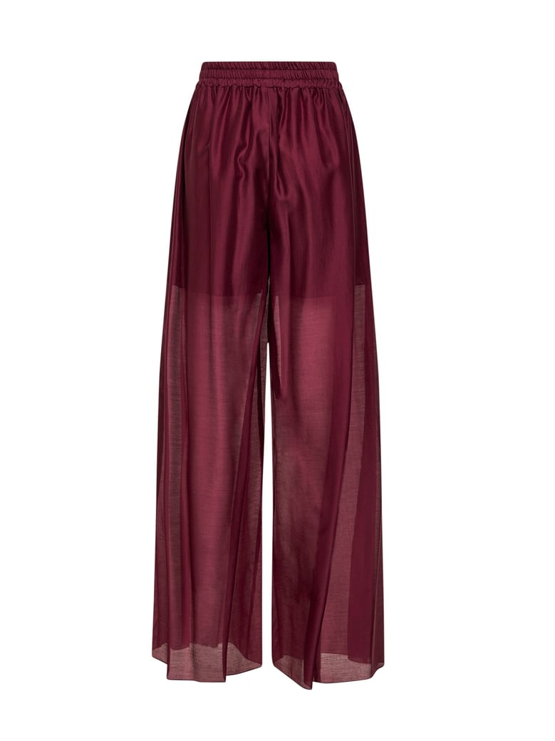 burgundy voile prizzi wide-leg trousers by Selfnex