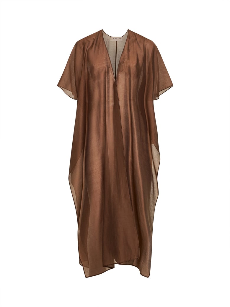chocolate voile sdelfa caftan blouse by Selfnex