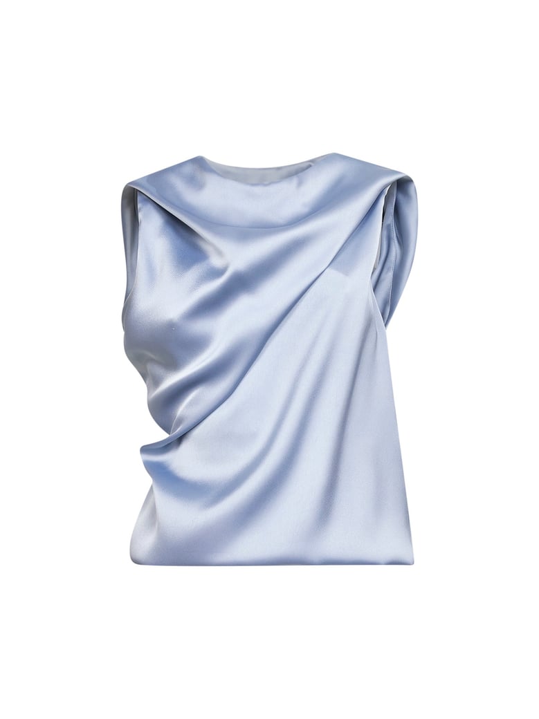 draped top powder blue by Selfnex