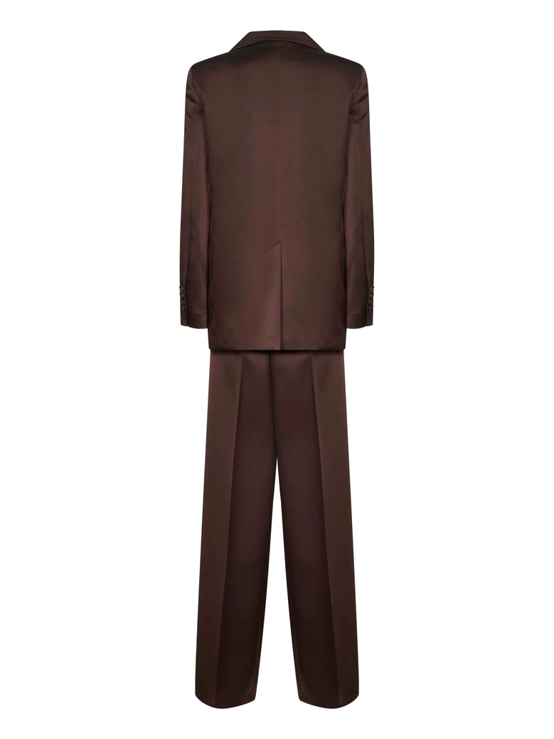 coffee satin telvera suit by Selfnex