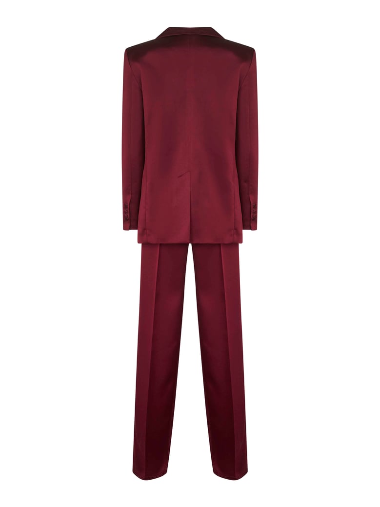 burgundy satin telvera suit by Selfnex