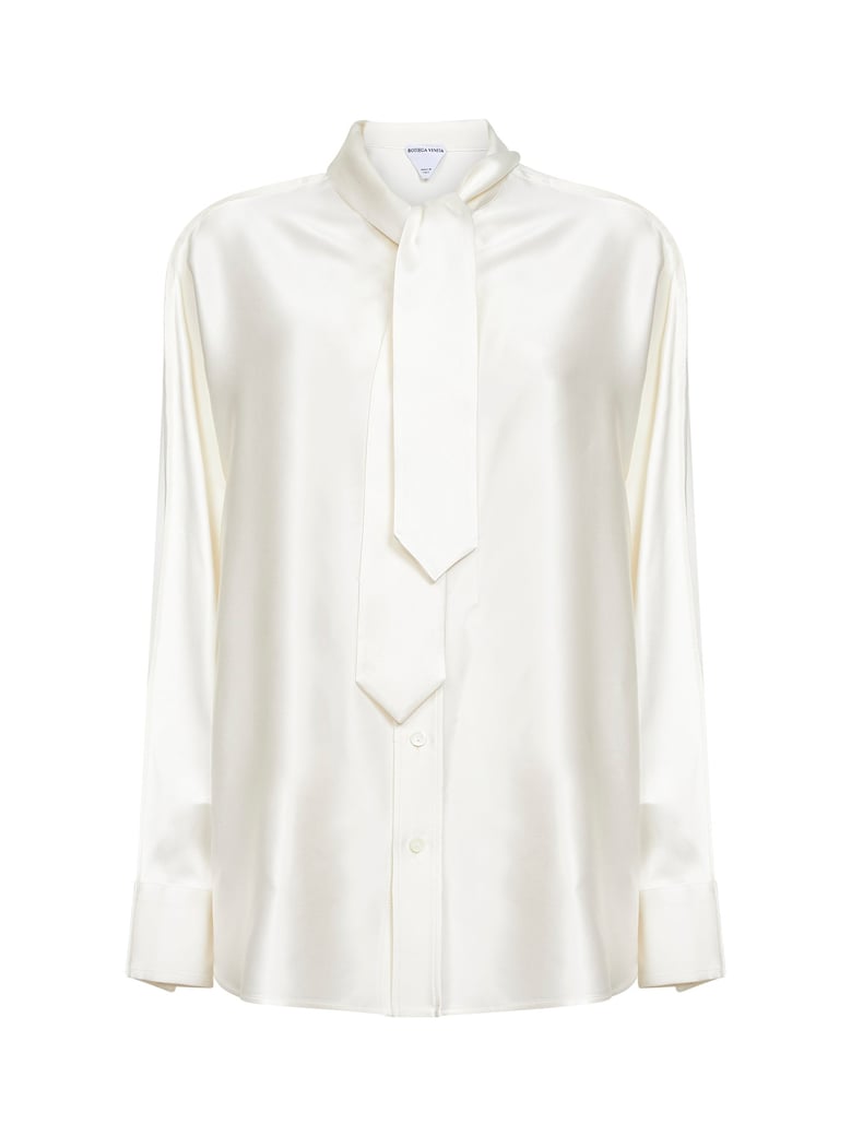 shirt oversized silk satin ivory by Selfnex