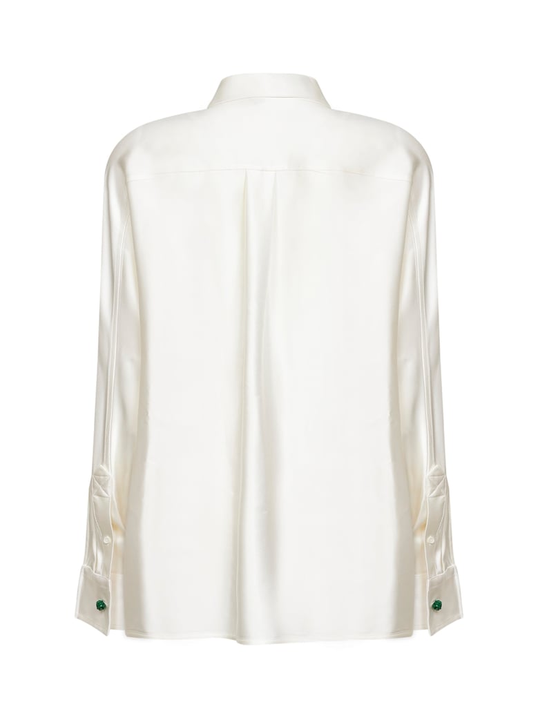 shirt oversized silk satin ivory by Selfnex