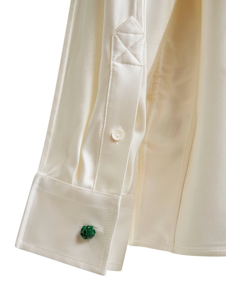 shirt oversized silk satin ivory by Selfnex