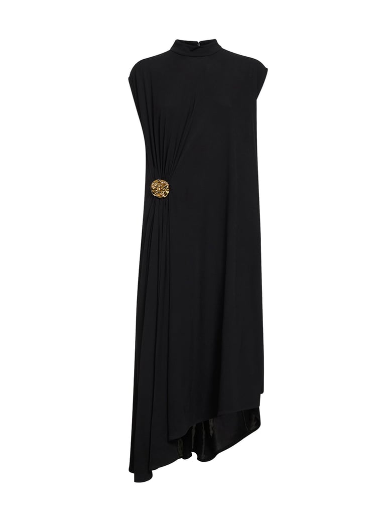 dress asymmetric crepe viscose black by Selfnex