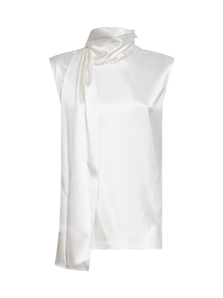 top with integrated scarf, ivory silk by Selfnex