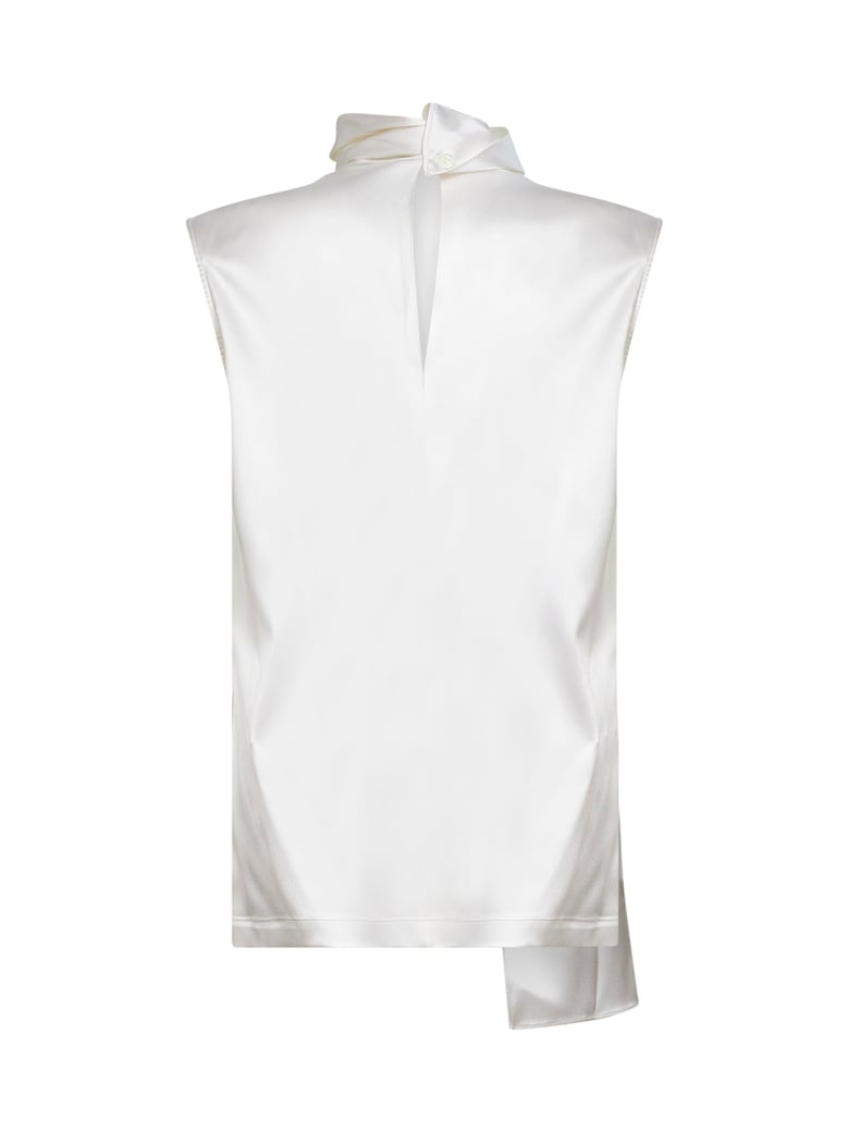 top with integrated scarf, ivory silk by Selfnex