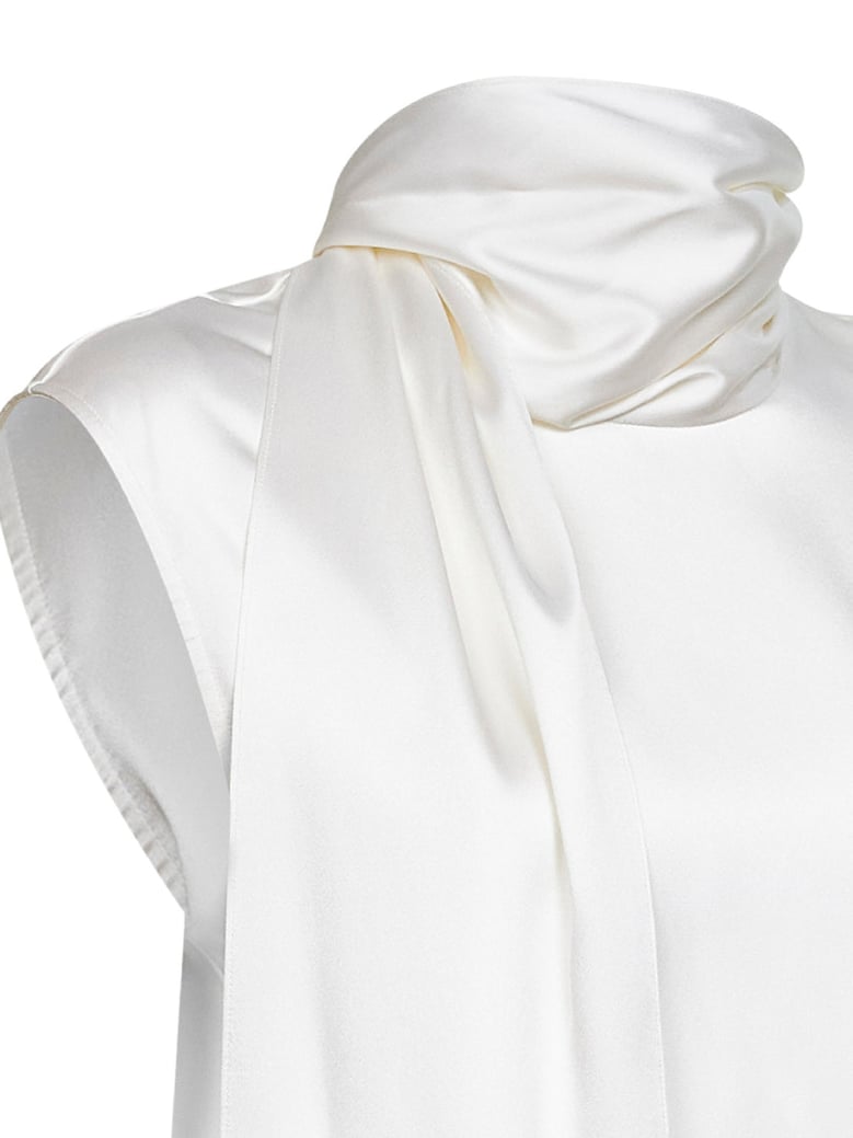top with integrated scarf, ivory silk by Selfnex