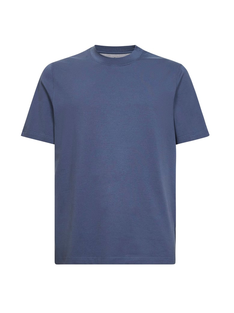 denim cotton jersey crewneck t-shirt by Selfnex