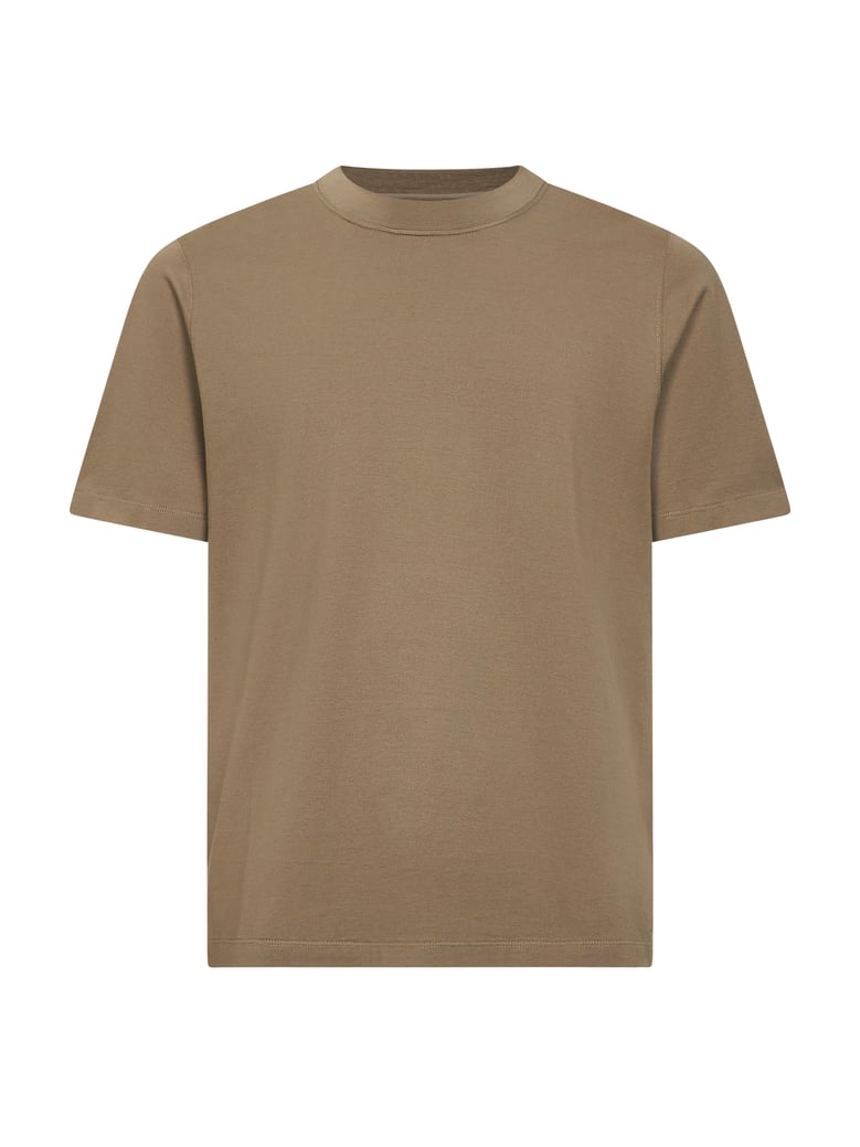khaki cotton jersey crewneck t-shirt by Selfnex