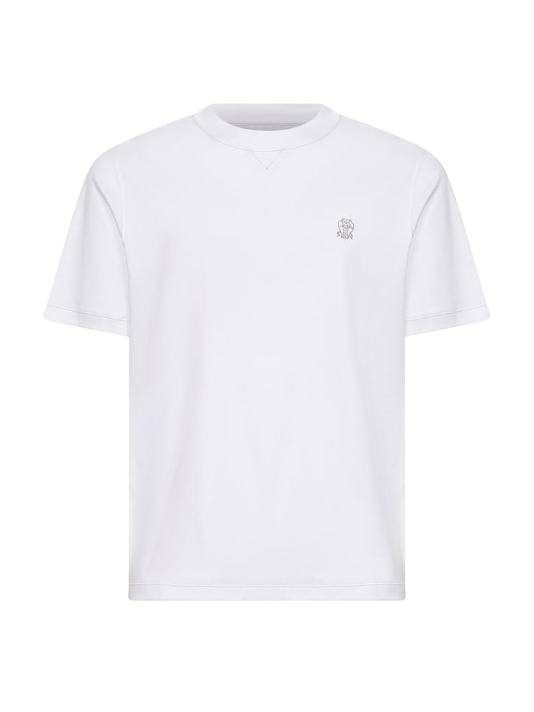 white solomeo crest crewneck t-shirt by Selfnex