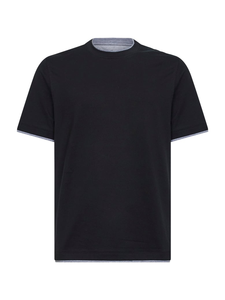 t-shirt faux-layering cotton black by Selfnex